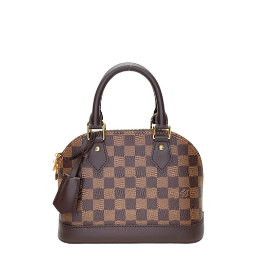 Alma Top Handle Bag BB Brown in Coated Canvas, Gold hardware