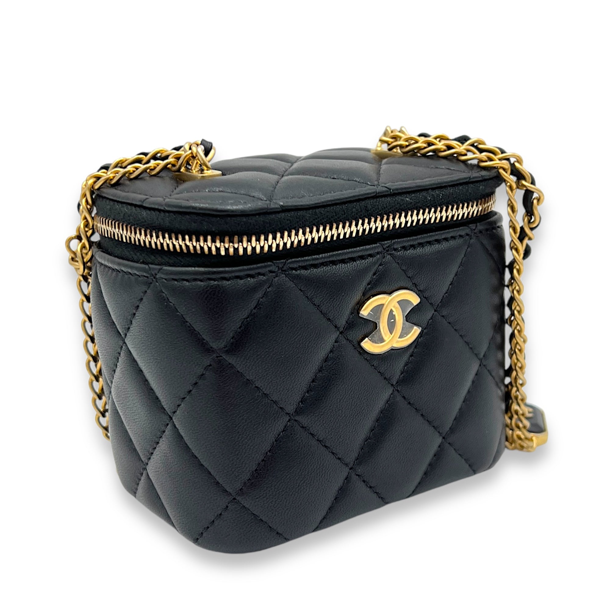 CC Vanity Bag Mini Black in Lambskin, Gold hardware