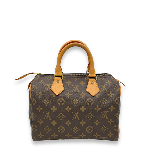 Speedy Top Handle Bag 25 Brown in Monogram Coated Canvas, Gold hardware