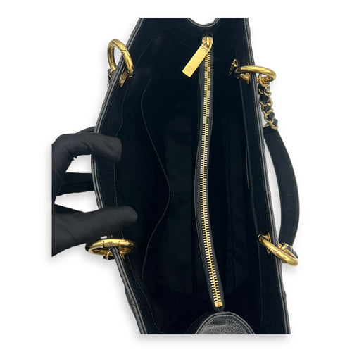 GST Black Tote Bag in Caviar Leather, Gold hardware