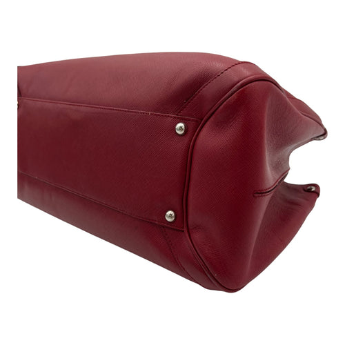 Gancini Red Top Handle Bag in Calfskin, Silver hardware