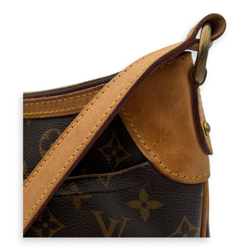 Odeon Crossbody Bag Brown in Monogram Coated Canvas, Gold hardware