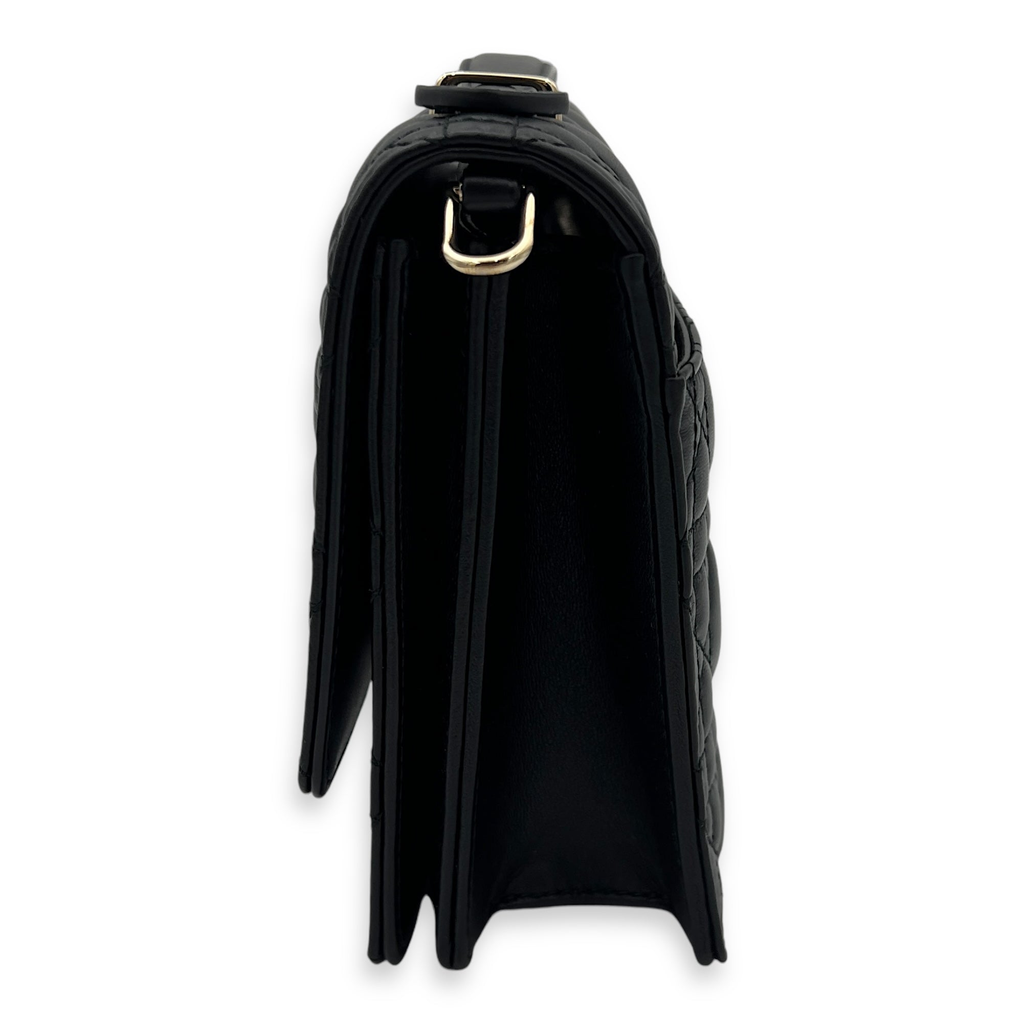 Miss Dior Black Top Handle Bag in Lambskin, Gold hardware