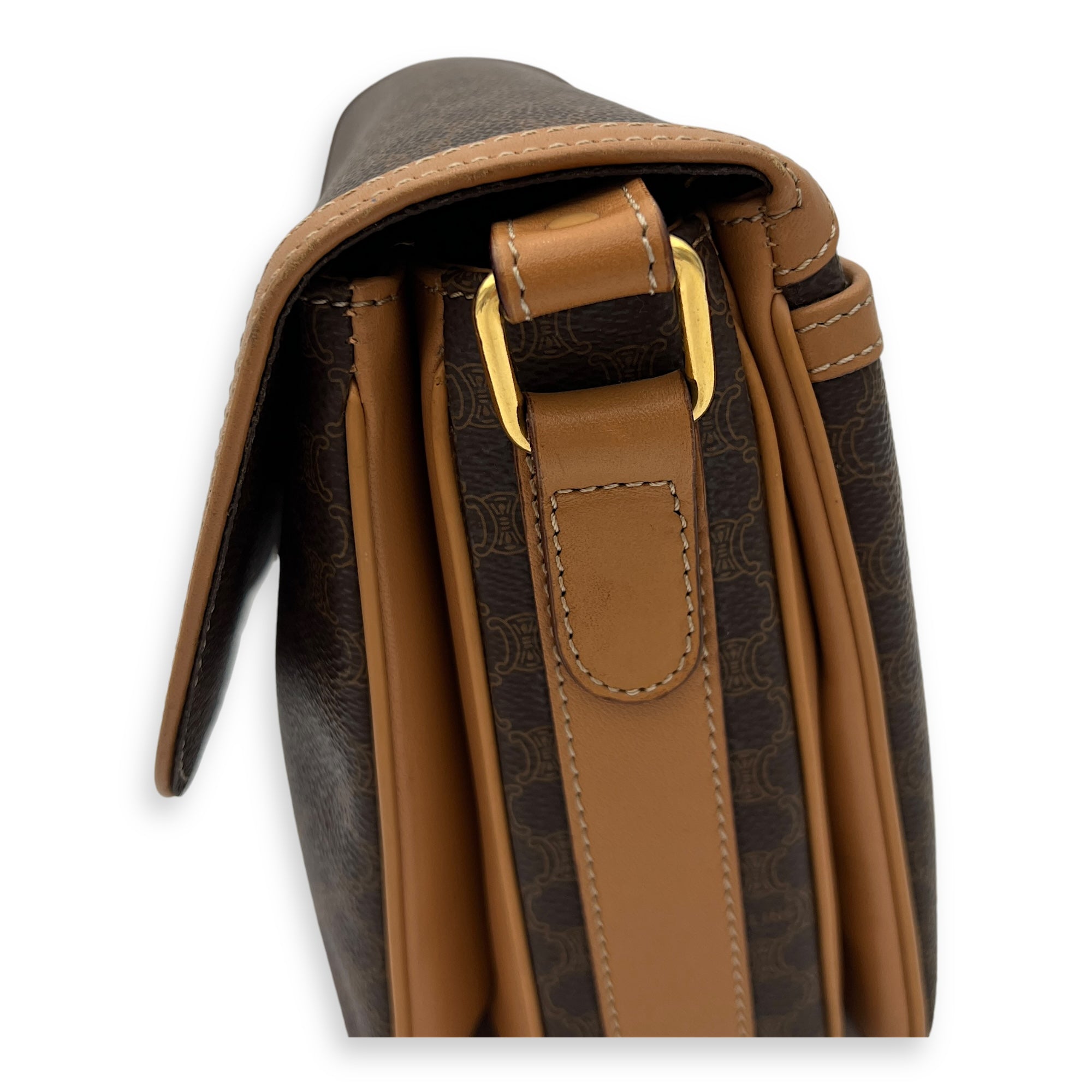 Macadam Brown Crossbody Bag in Coated Canvas, Gold hardware