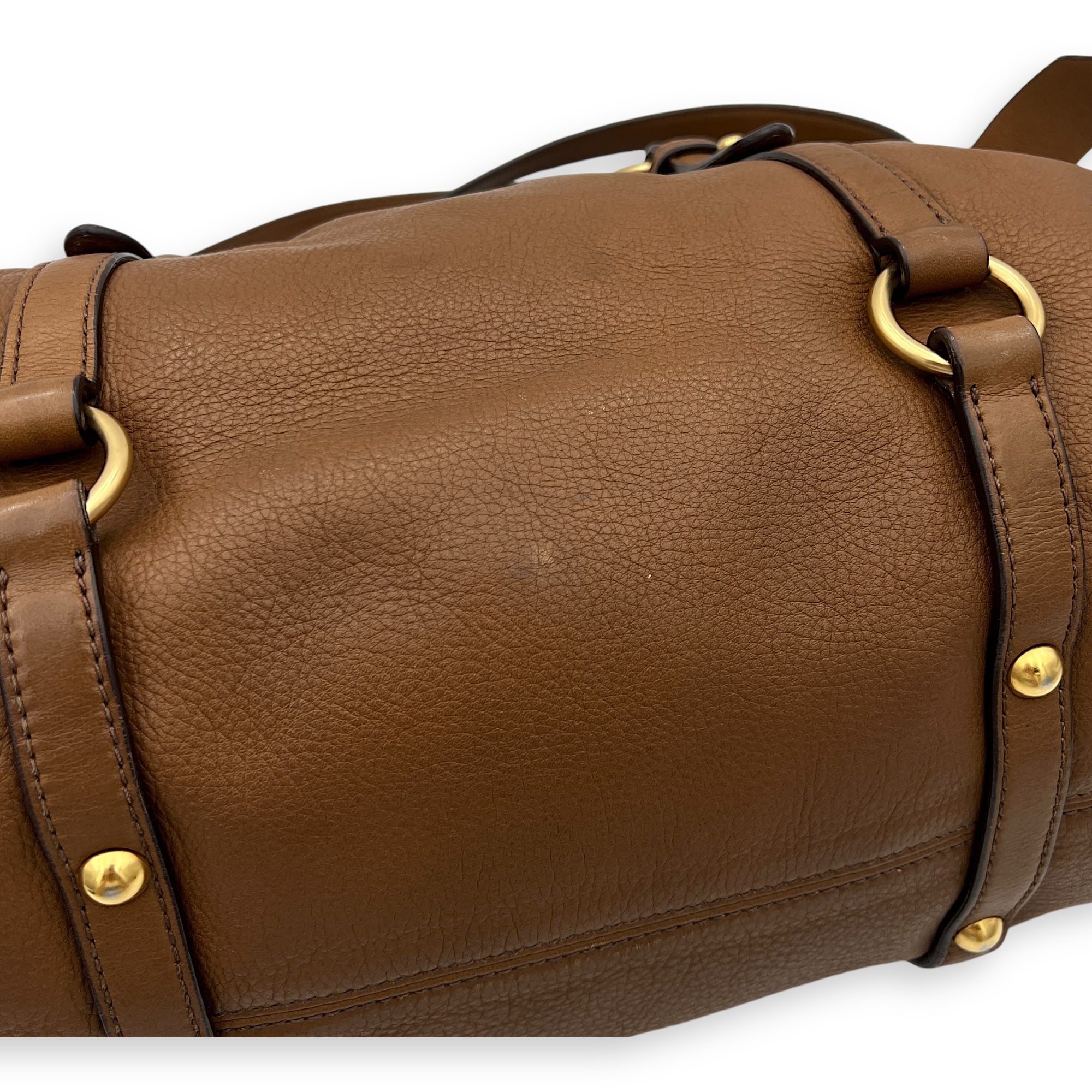 Vitello Bow Shoulder Bag Brown in Calfskin, Gold hardware