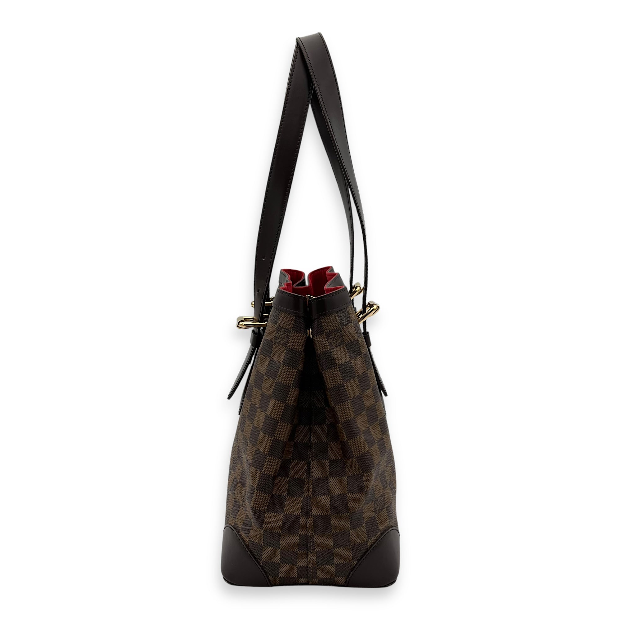 Louis Vuitton Hampstead Shoulder Bag Damier Ebene in Coated Canvas, Gold hardware_3