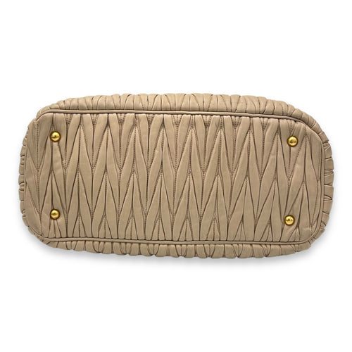 Miu Miu Matelassé Top Handle Bag Beige in Calfskin, Gold hardware_5