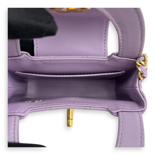 Chanel Kelly Nano Purple Top Handle Bag in Calfskin, Gold hardware_6