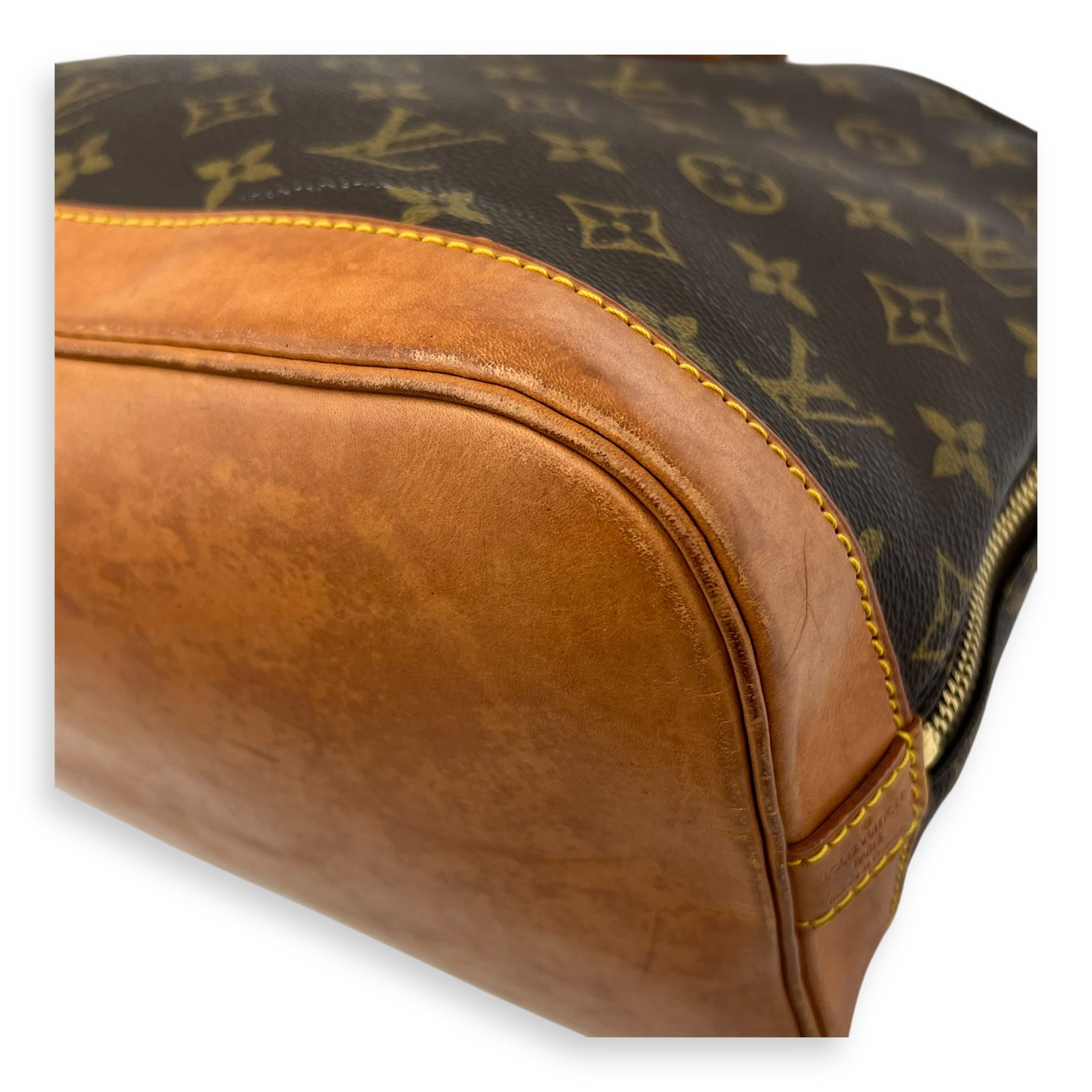 Louis Vuitton Alma Top Handle Bag PM Brown in Monogram Coated Canvas, Gold hardware_13