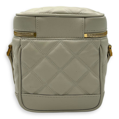Saint Laurent Quilted 80's  Vanity Bag White in Calfskin, Gold hardware_2