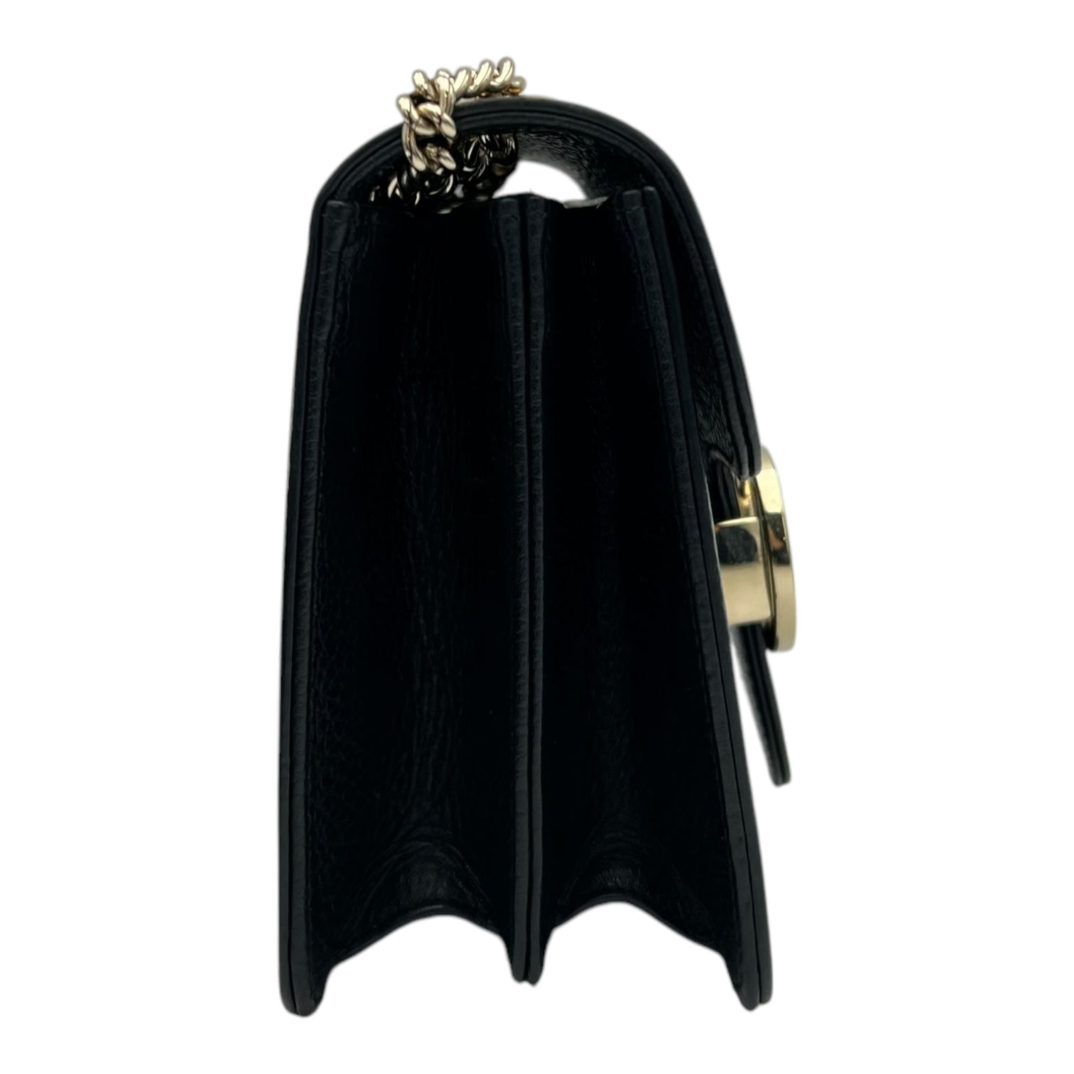 Gucci Interlocking G Crossbody Bag Black in Calfskin, Gold hardware_3