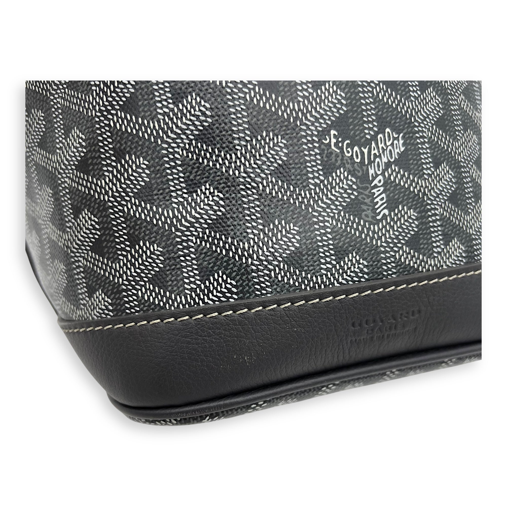 Goyard Petit Flot Crossbody Bag Grey in Coated Canvas, Silver hardware_9