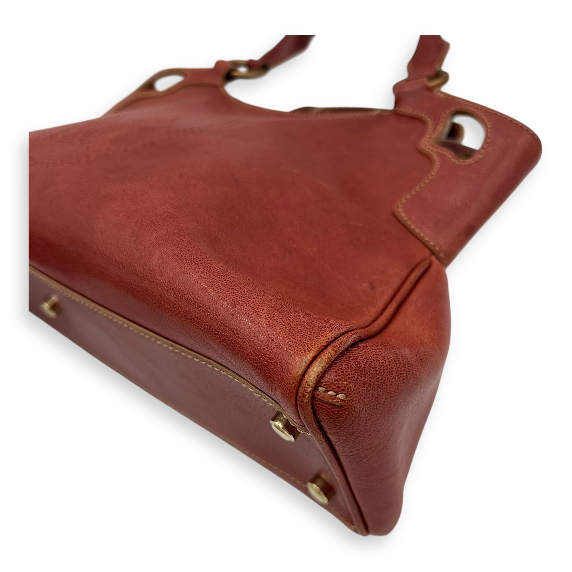 Cartier Marcello Top Handle Bag Red in Calfskin, Gold hardware_11