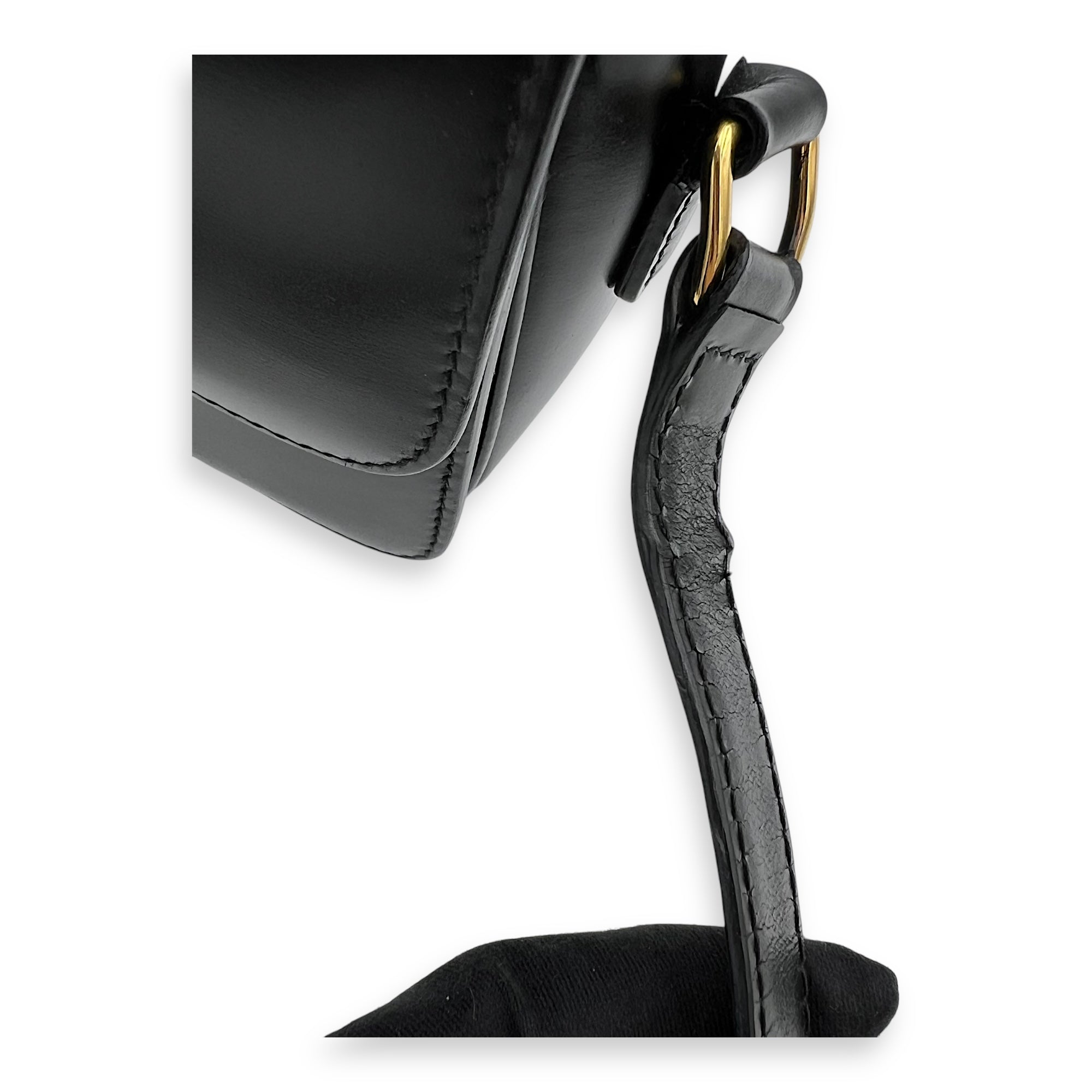 Celine Triomphe Shoulder Bag Teen Black in Calfskin, Gold hardware_10