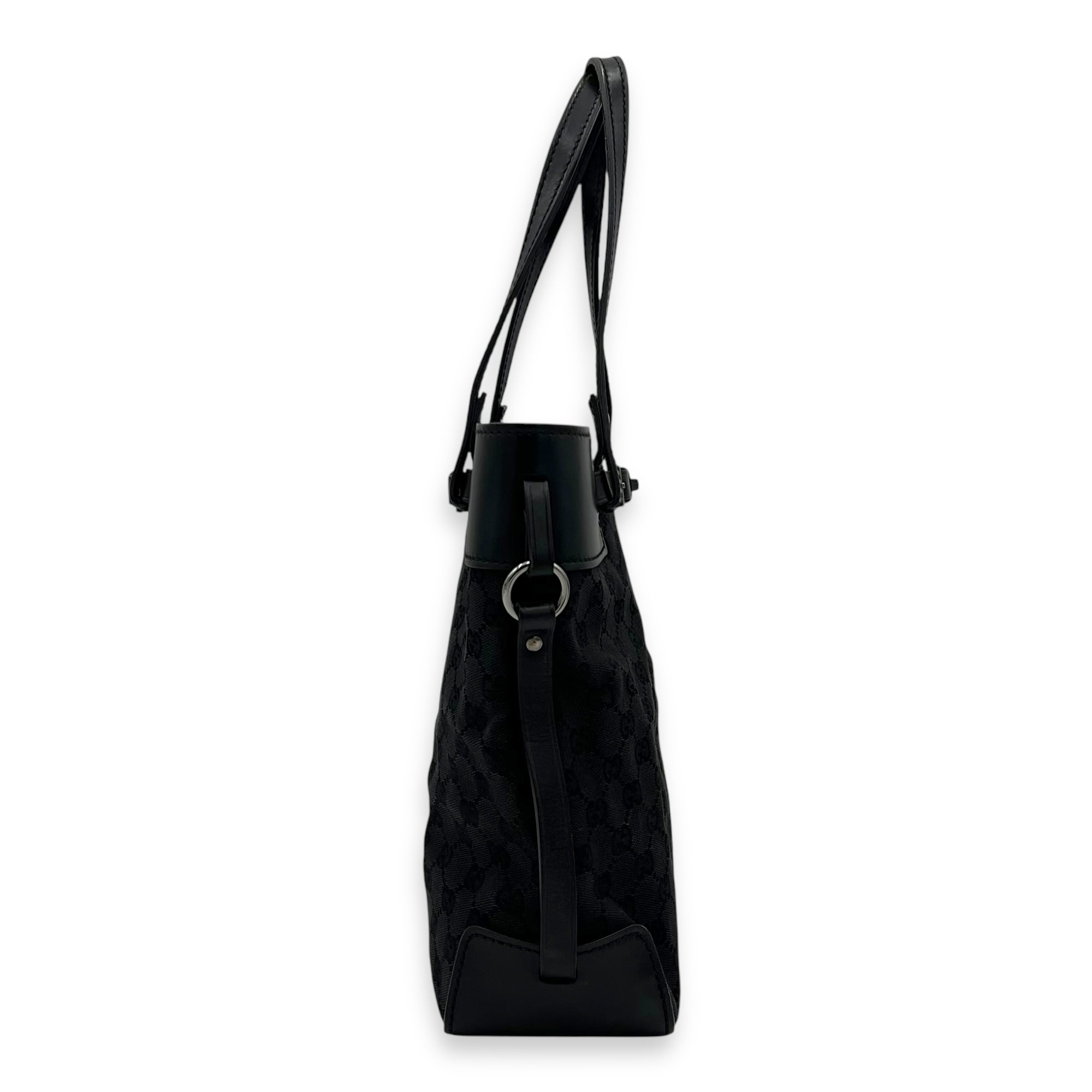 Gucci GG Top Handle Bag Black in Canvas, Silver hardware_4
