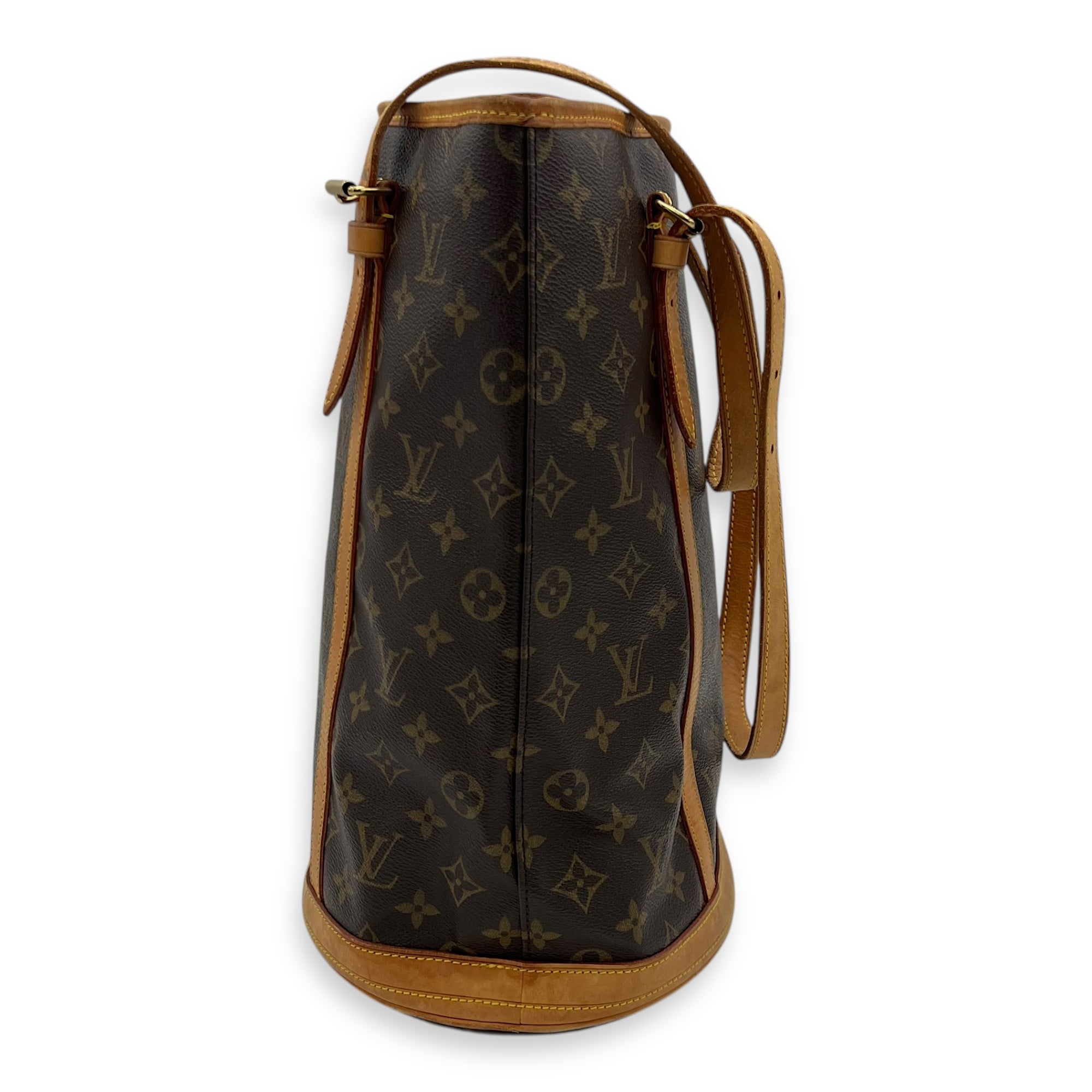 Louis Vuitton Noe Bucket Bag Brown in Monogram Coated Canvas, Gold hardware_4