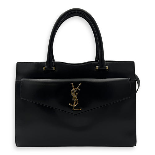 Saint Laurent Uptown Top Handle Bag Black in Calfskin, Gold hardware_1