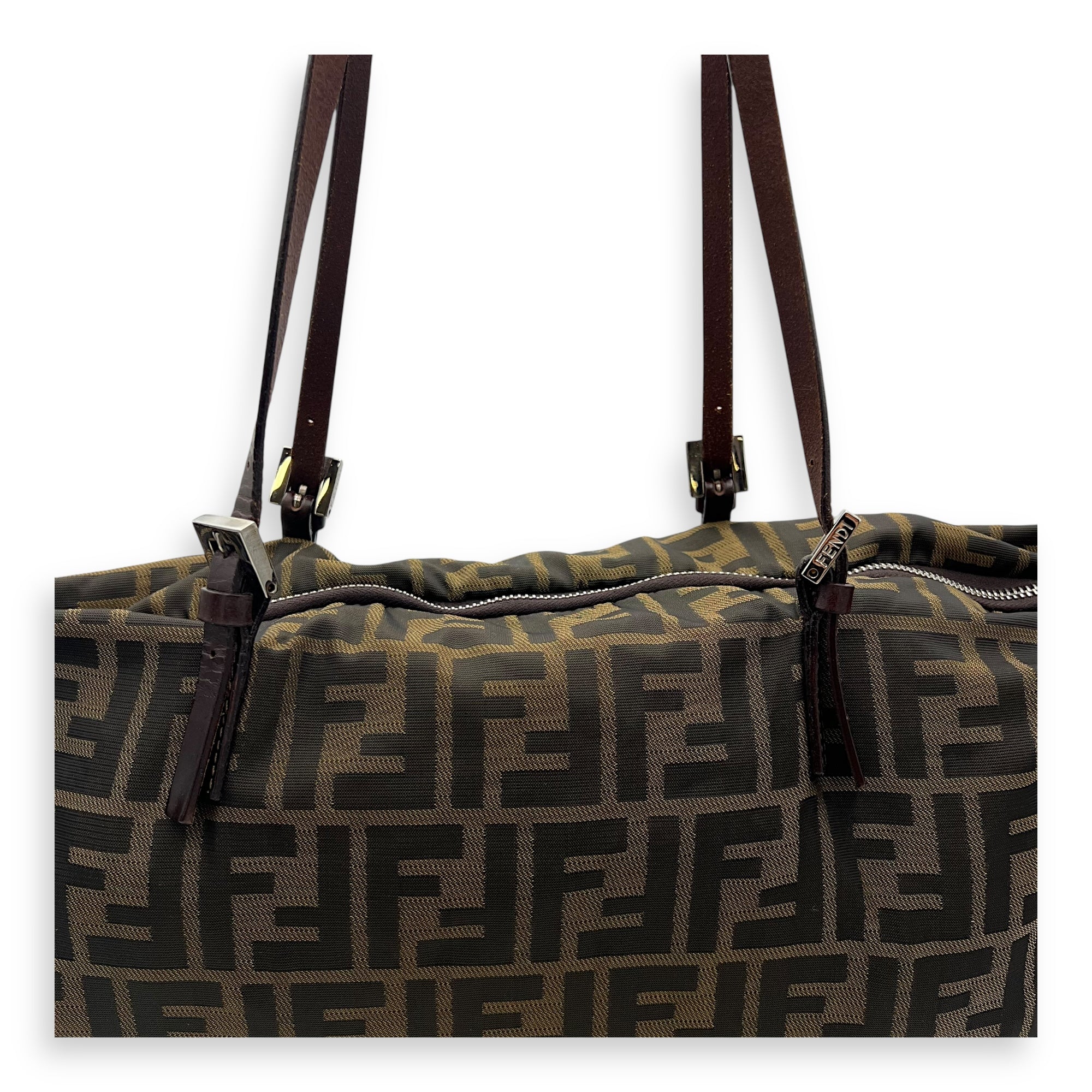 Fendi Zucca Tote Bag Brown in Canvas, Silver hardware_7