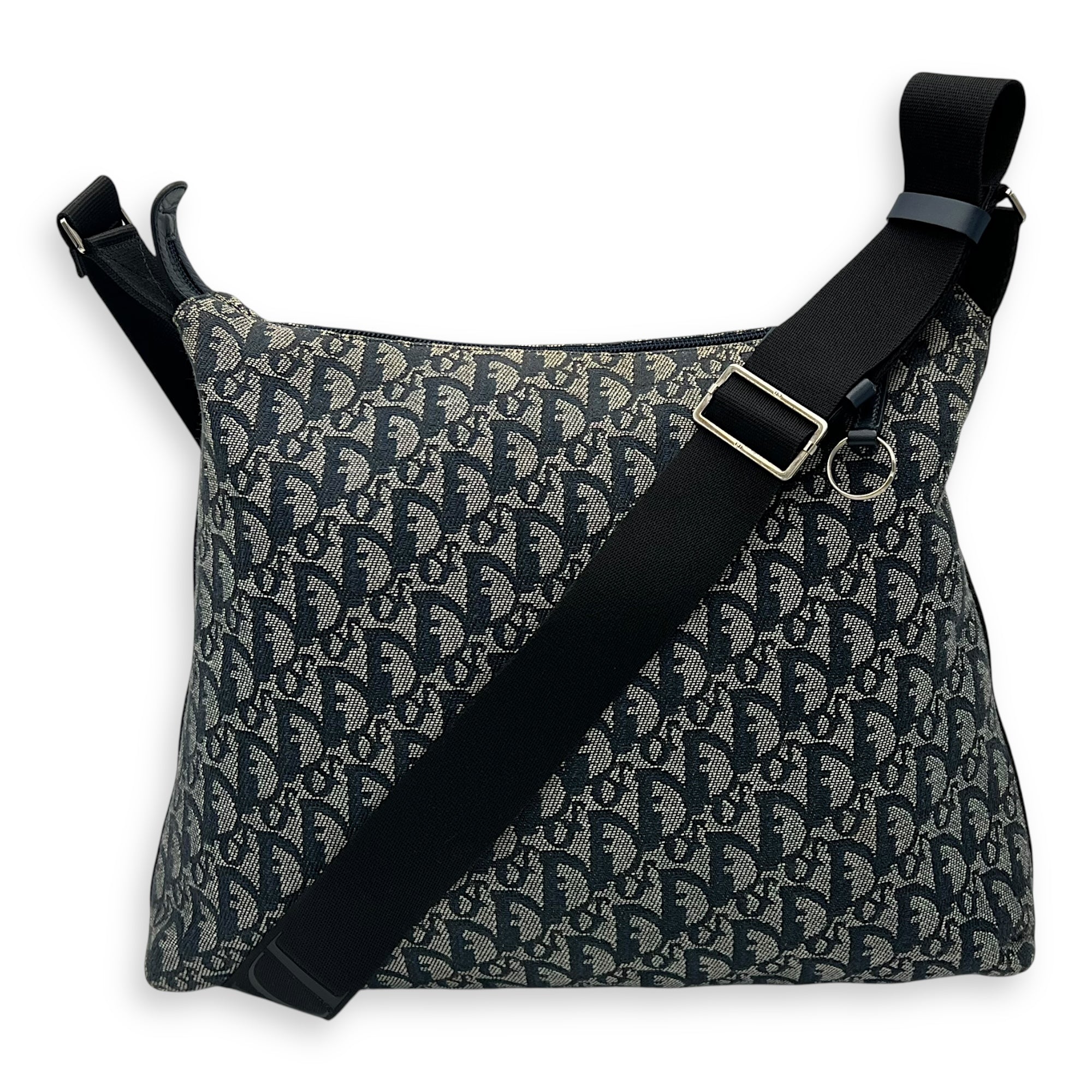 Christian Dior Oblique Crossbody Bag Blue in Jacquard, Silver hardware_1