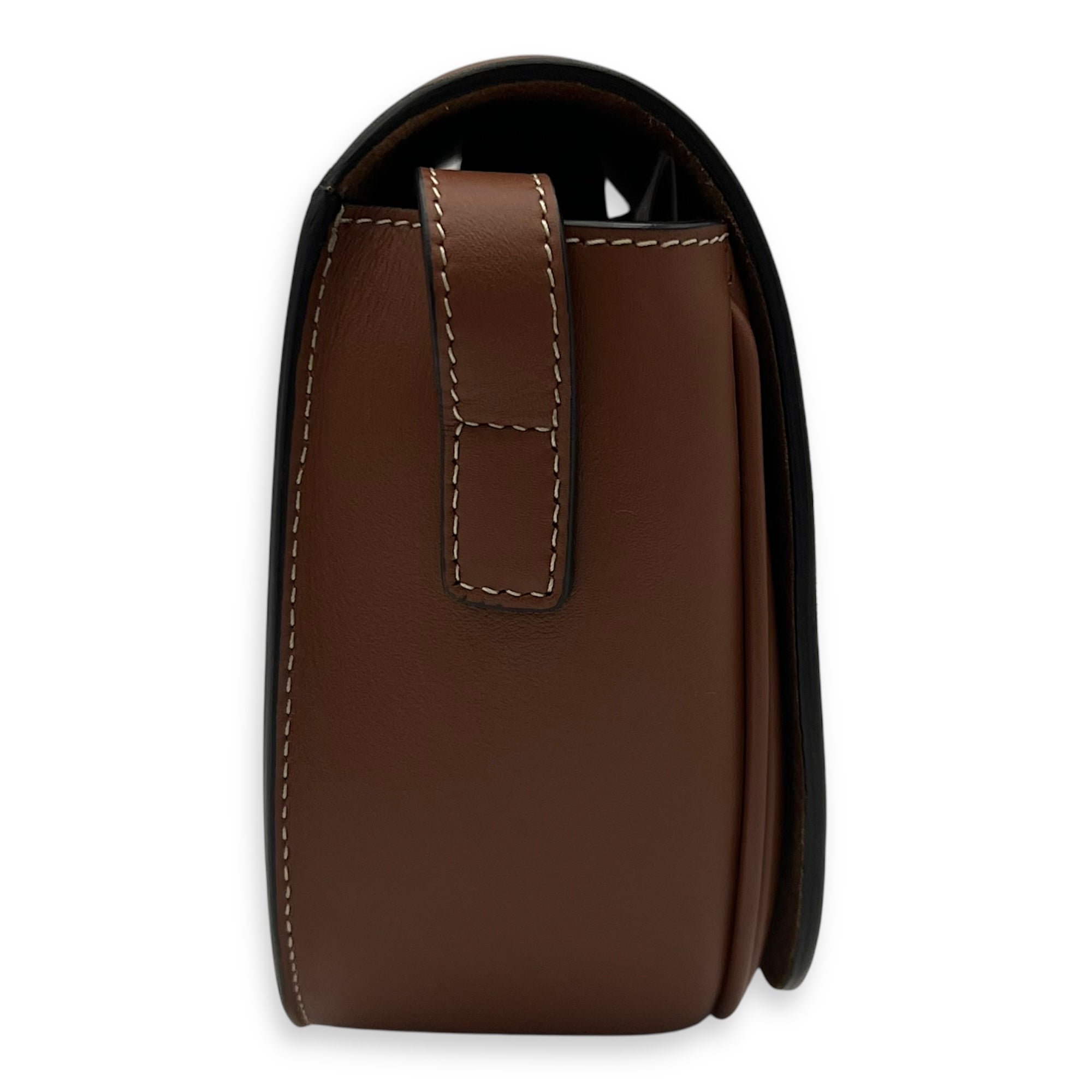 Celine Folco Crossbody Bag Brown in Calfskin, Gold hardware_3