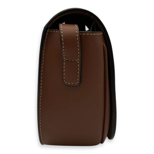 Celine Folco Crossbody Bag Brown in Calfskin, Gold hardware_3