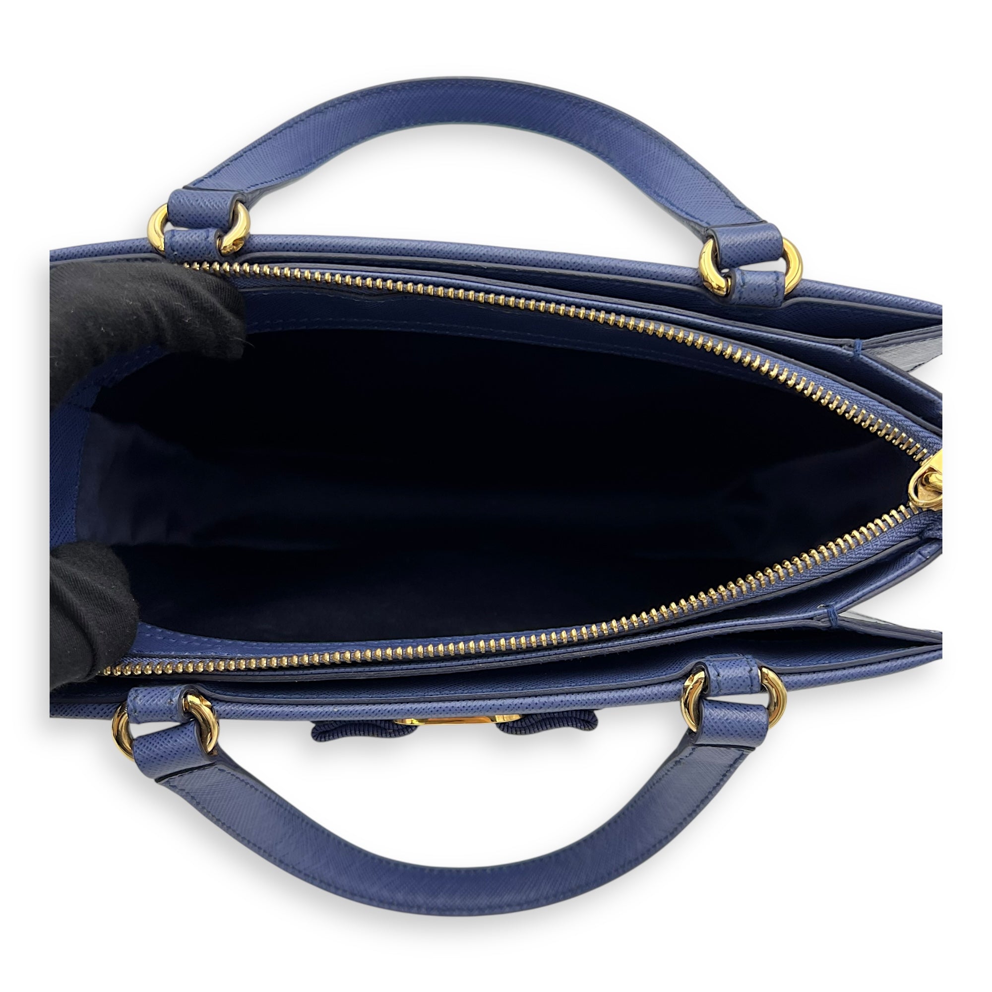 Ferragamo  Tracy Crossbody Bag Small Blue in Saffiano Leather, Gold hardware_6