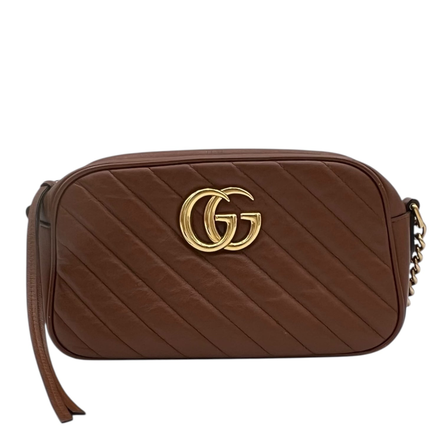 Gucci GG Marmont Shoulder Bag Gold in Calfskin, Gold hardware_1