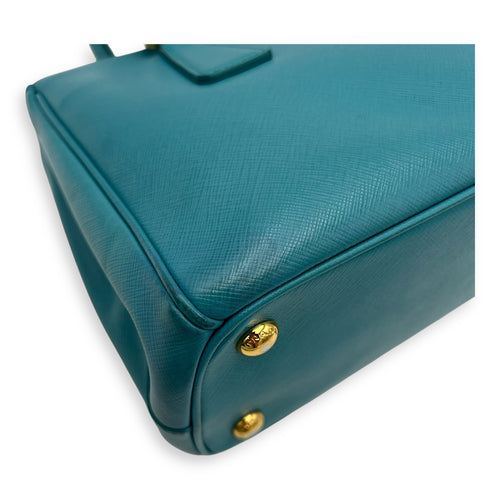 Prada Galleria Top Handle Bag Blue in Saffiano Leather, Gold hardware_9
