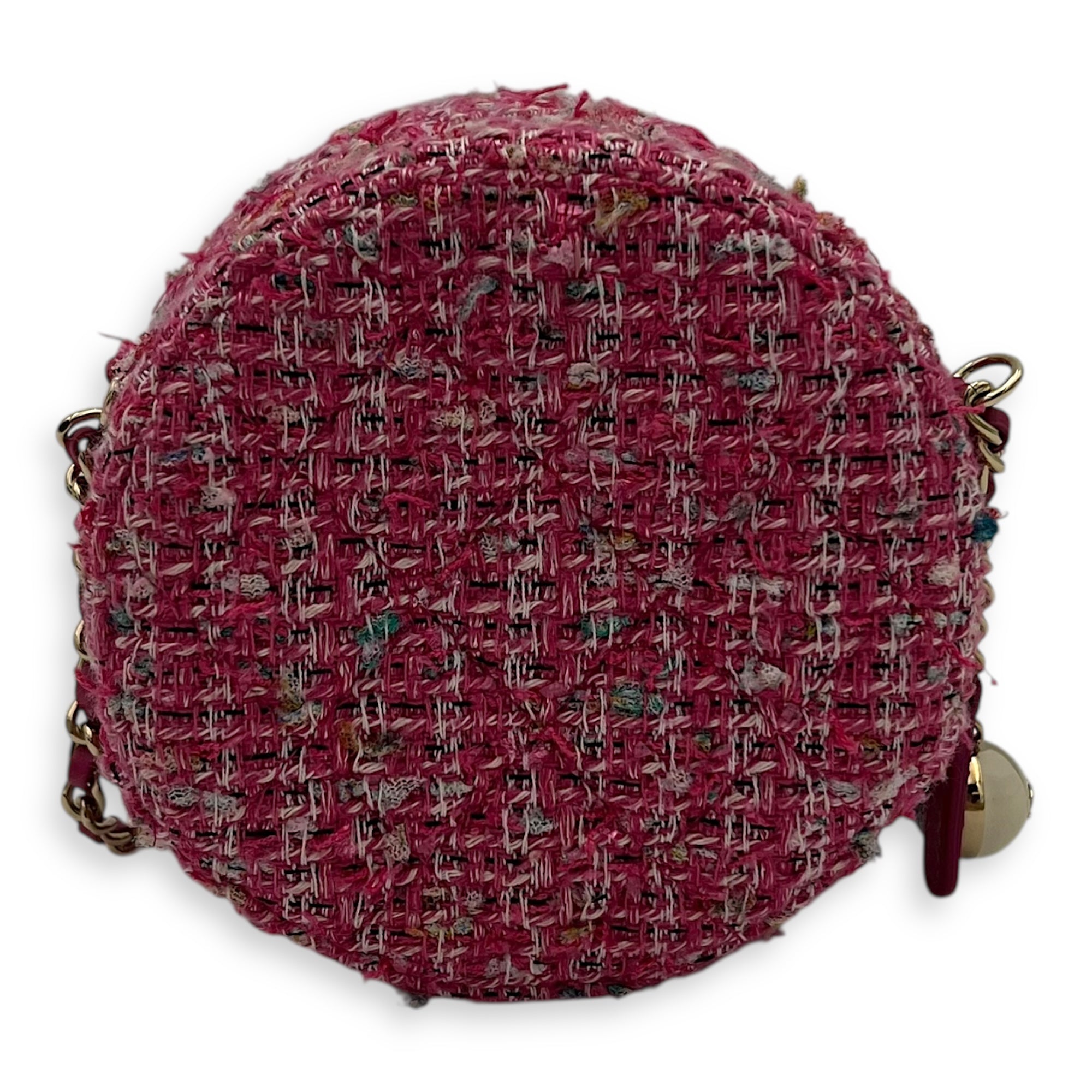 Chanel Round CC Pink Crossbody Bag in Tweed, Gold hardware_2