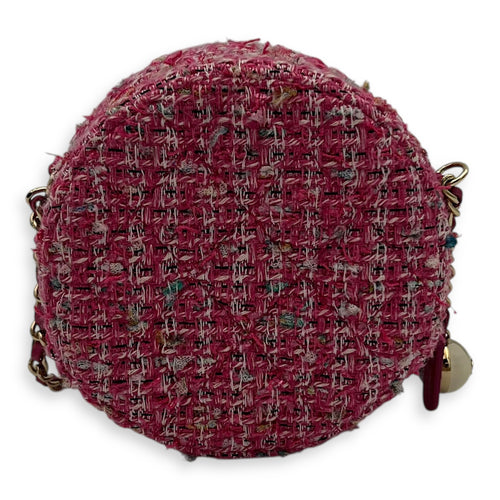 Chanel Round CC Pink Crossbody Bag in Tweed, Gold hardware_2