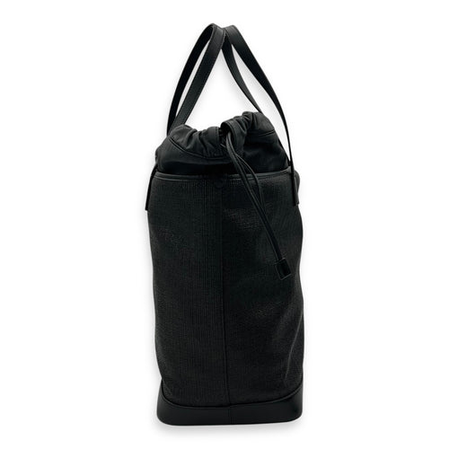 Saint Laurent Teddy Tote Bag Black in Raffia, Silver hardware_4