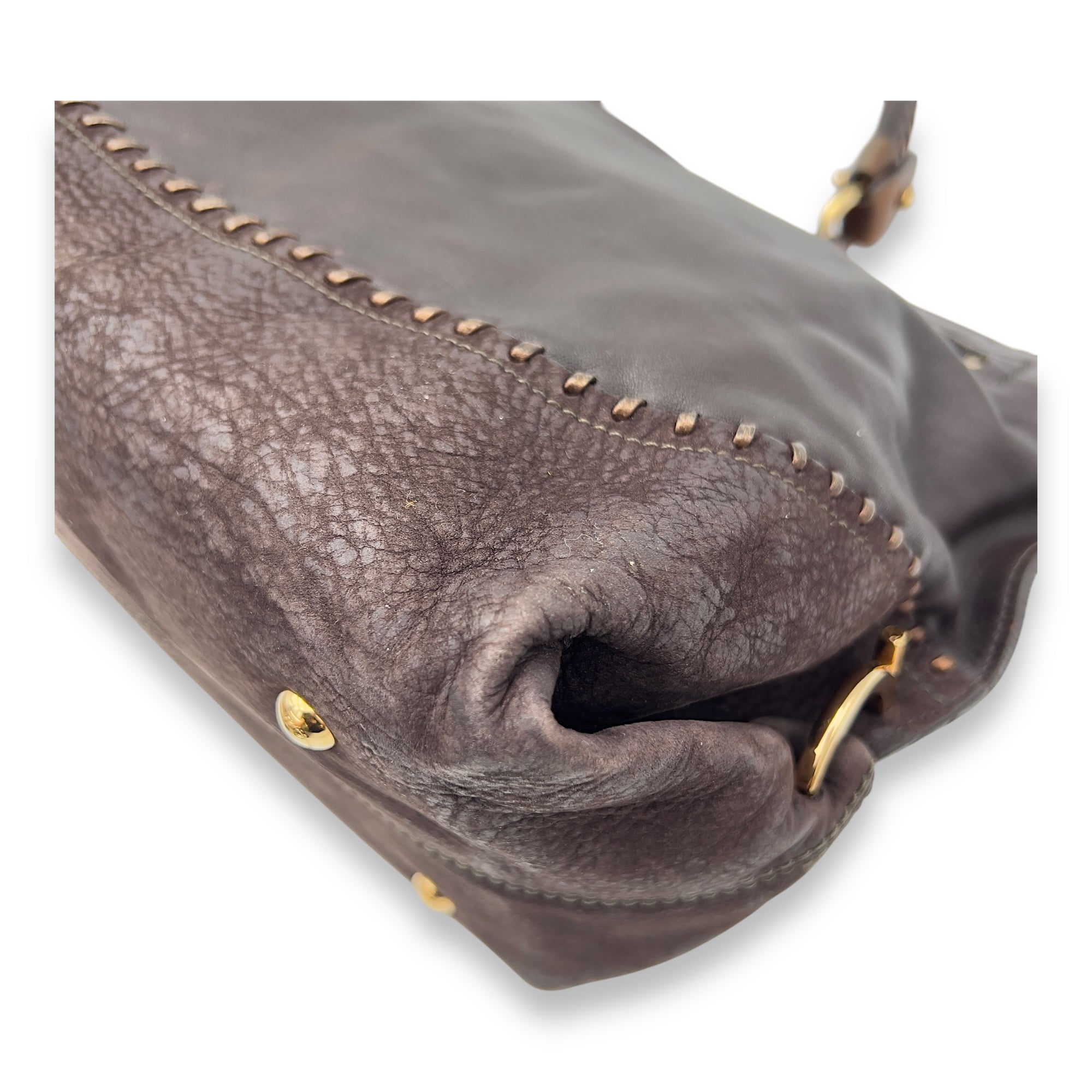 Ferragamo Tote Top Handle Bag Medium Brown in Calfskin, Gold hardware_11