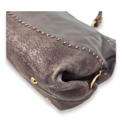 Ferragamo Tote Top Handle Bag Medium Brown in Calfskin, Gold hardware_11