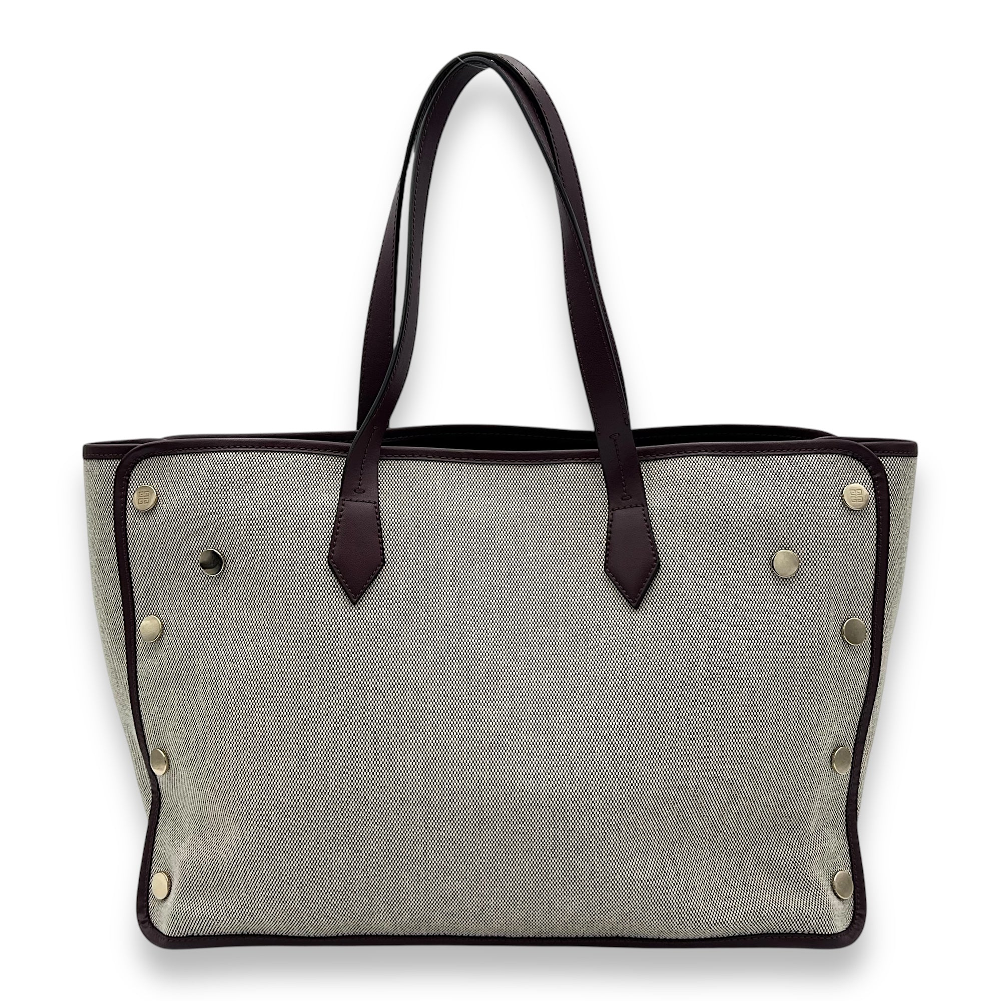 Givenchy Logo Tote Bag Beige in Canvas, Gold hardware_2
