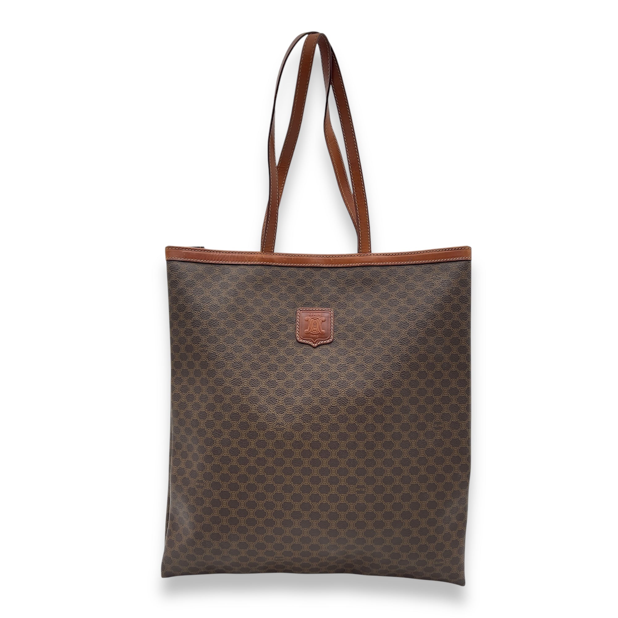 Celine Macadam Tote Bag Brown in Coated Canvas, Gold hardware_1