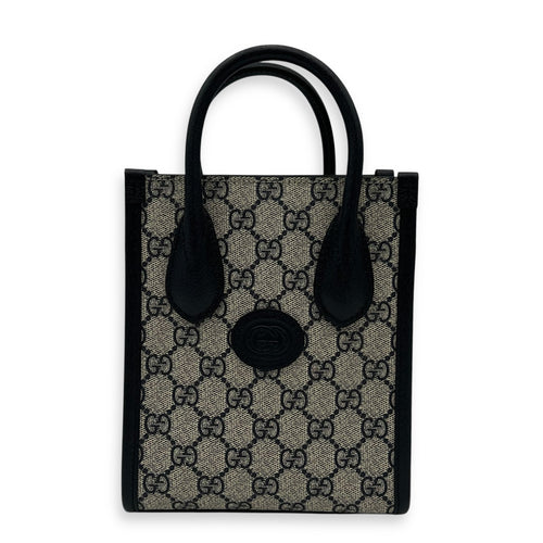 Gucci GG Supreme Top Handle Bag Blue in Coated Canvas, Silver hardware_1