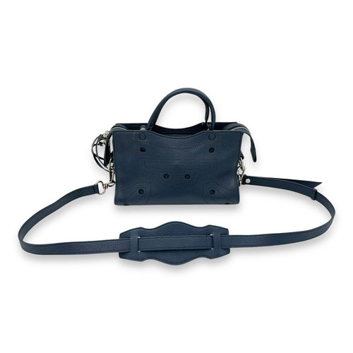 Balenciaga City Blackout Mini Blue Top Handle Bag in Calfskin, Silver hardware_8