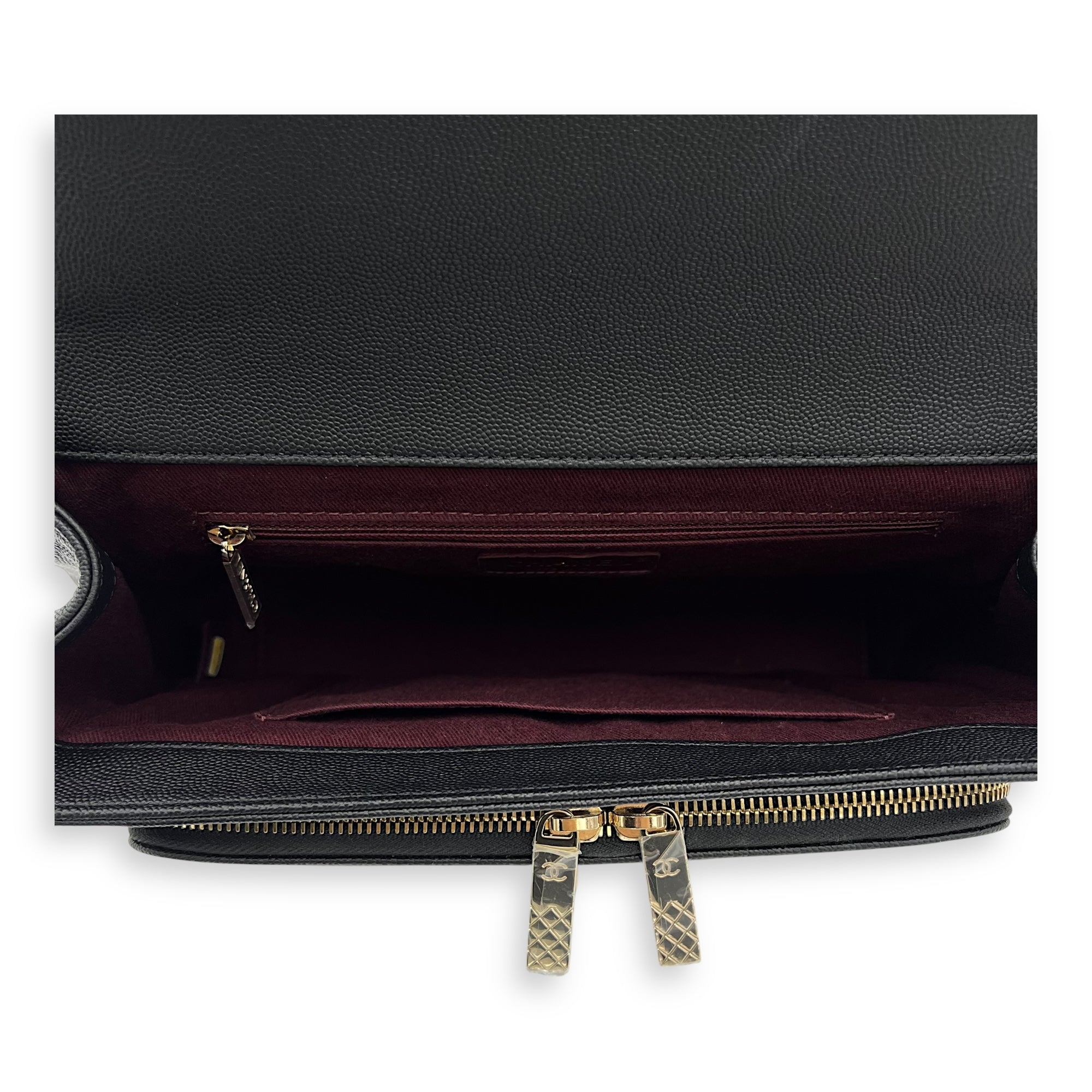 Chanel Business Affinity Black Top Handle Bag in Caviar Leather, Light Gold hardware_6