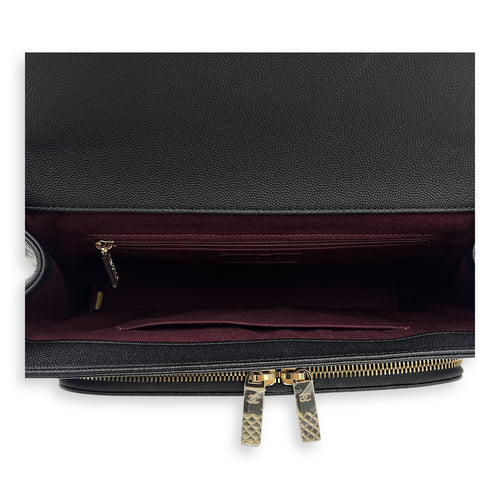Chanel Business Affinity Black Top Handle Bag in Caviar Leather, Light Gold hardware_6