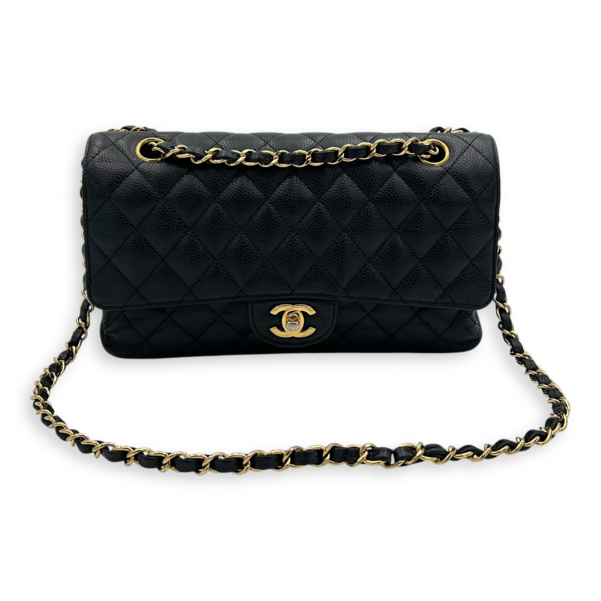Chanel Classic Shoulder Bag Medium Black in Caviar Leather, Gold hardware_15