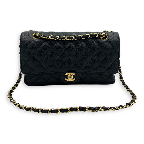 Chanel Classic Shoulder Bag Medium Black in Caviar Leather, Gold hardware_15