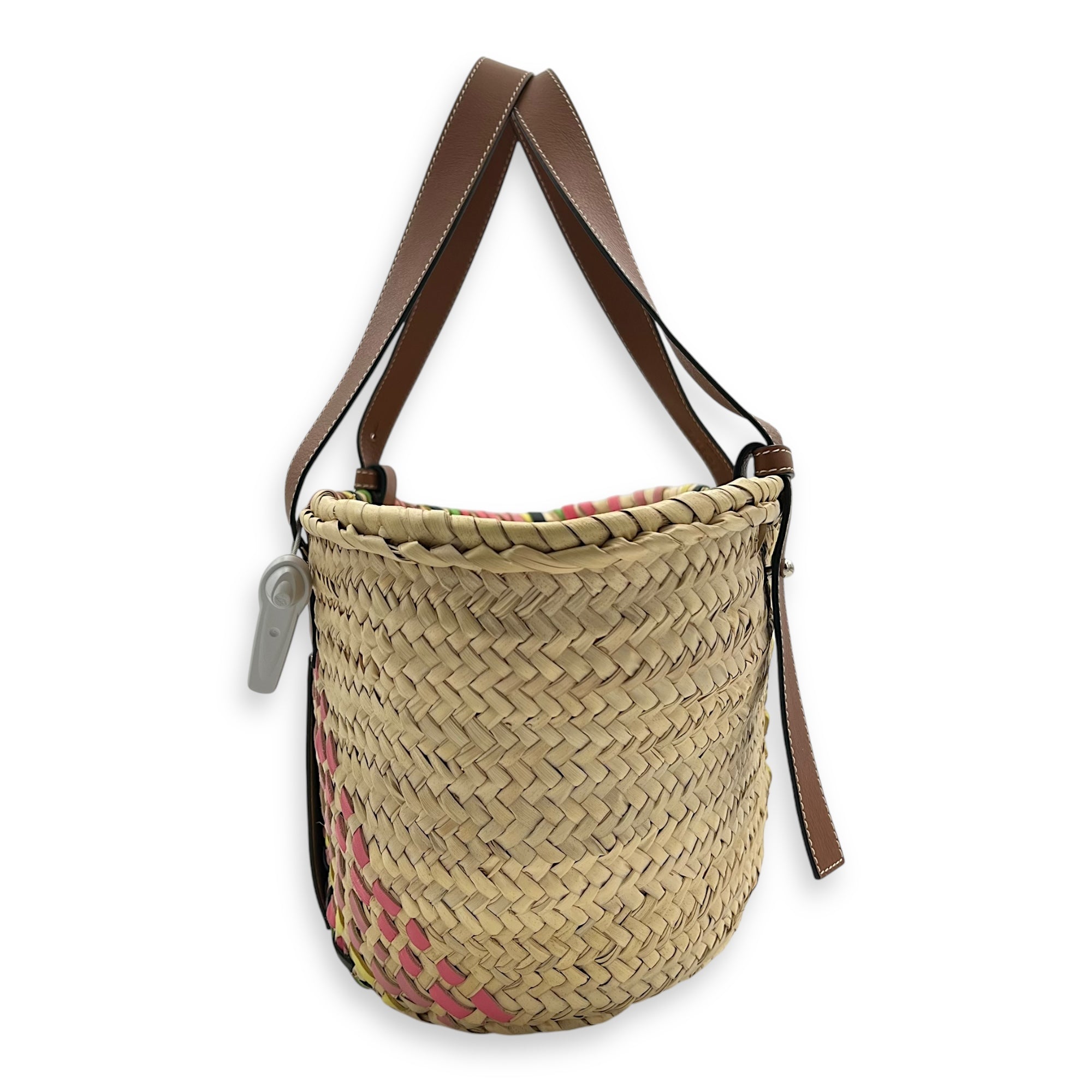 Loewe Basket Beige Top Handle Bag in Raffia, Silver hardware_3