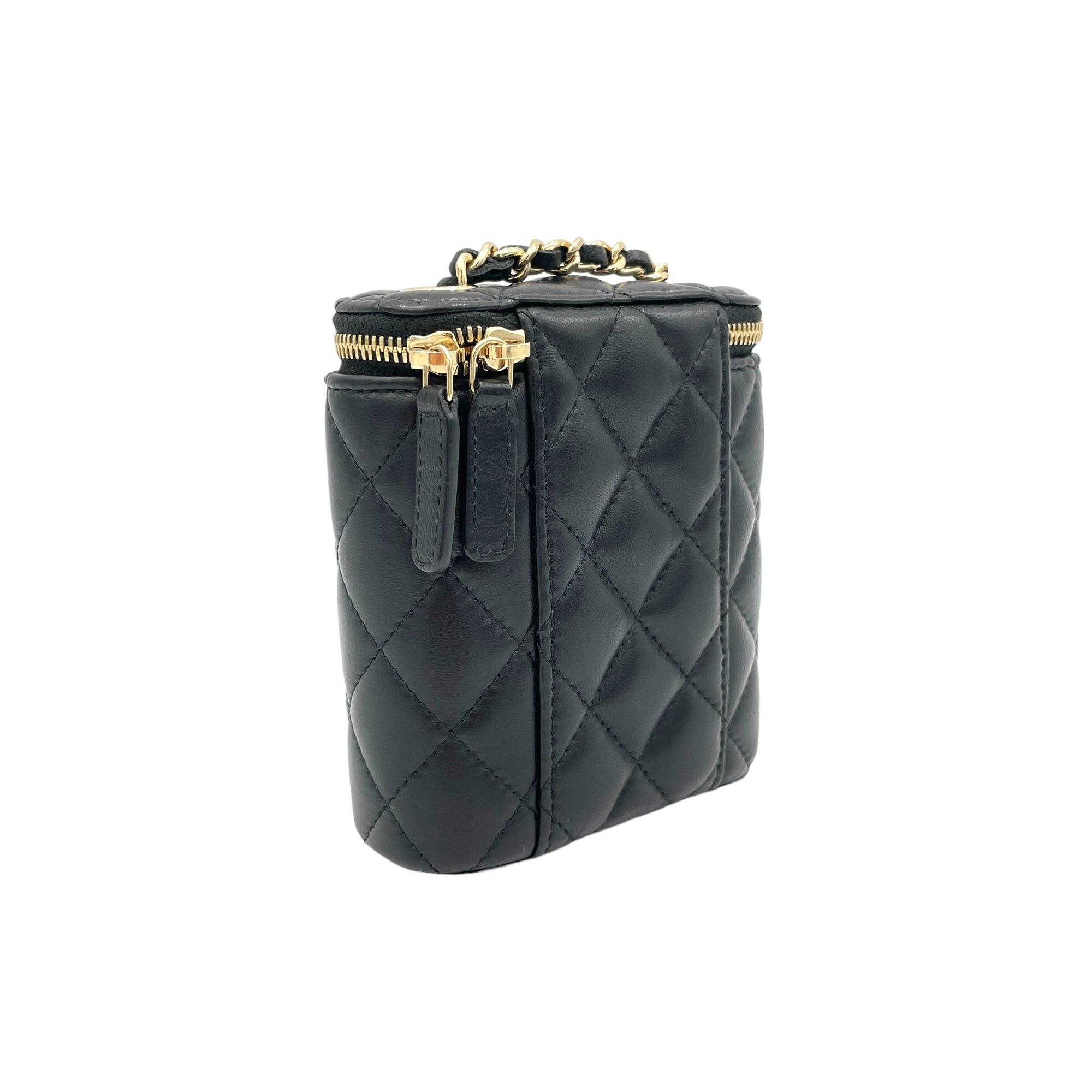 Vanity Crossbody Bag Mini Black in Lambskin , Gold Hardware