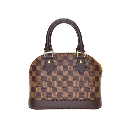 Alma Top Handle Bag BB Brown in Coated Canvas, Gold hardware