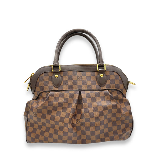 Trevi Top Handle Bag GM Damier Ebene in Coated Canvas, Gold hardware