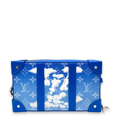 Clouds Soft Trunk Blue Crossbody Bag in Monogram Coated Canvas, Silver hardware