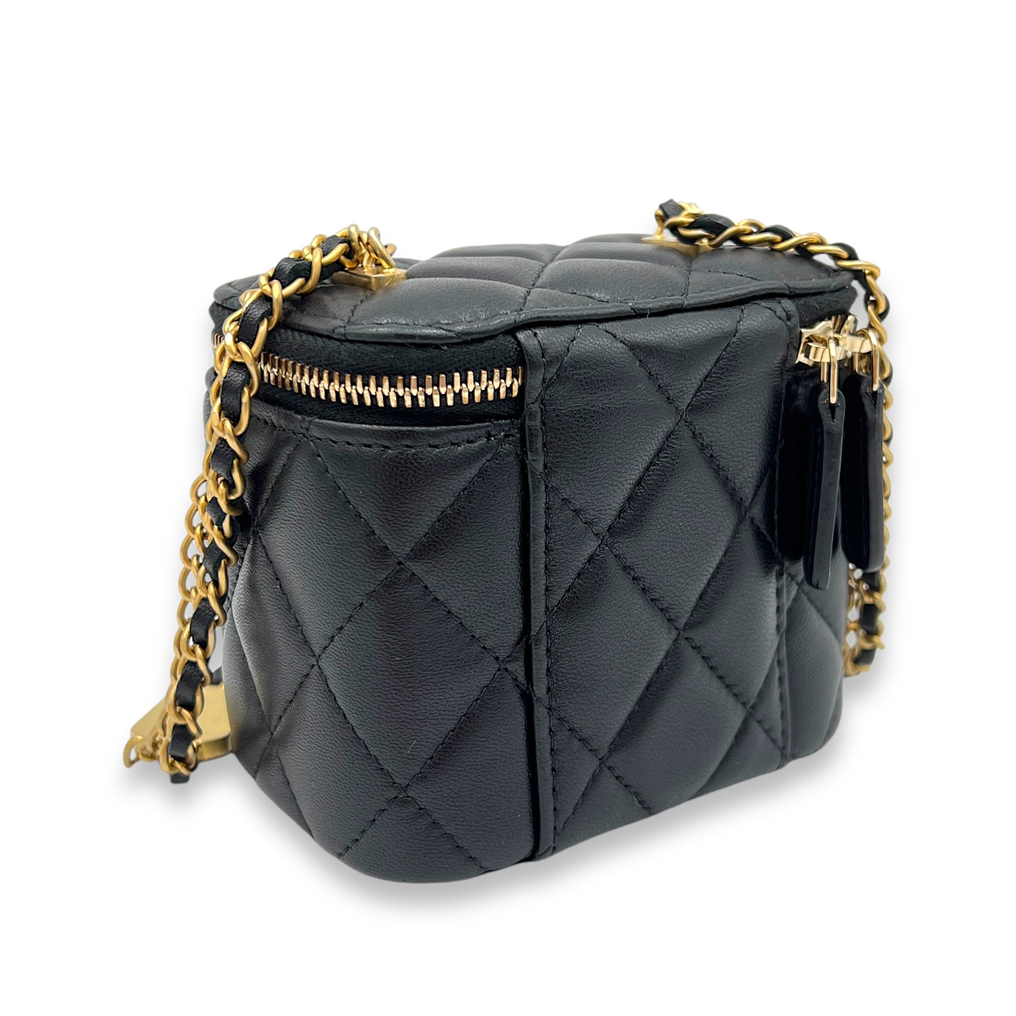 CC Vanity Bag Mini Black in Lambskin, Gold hardware