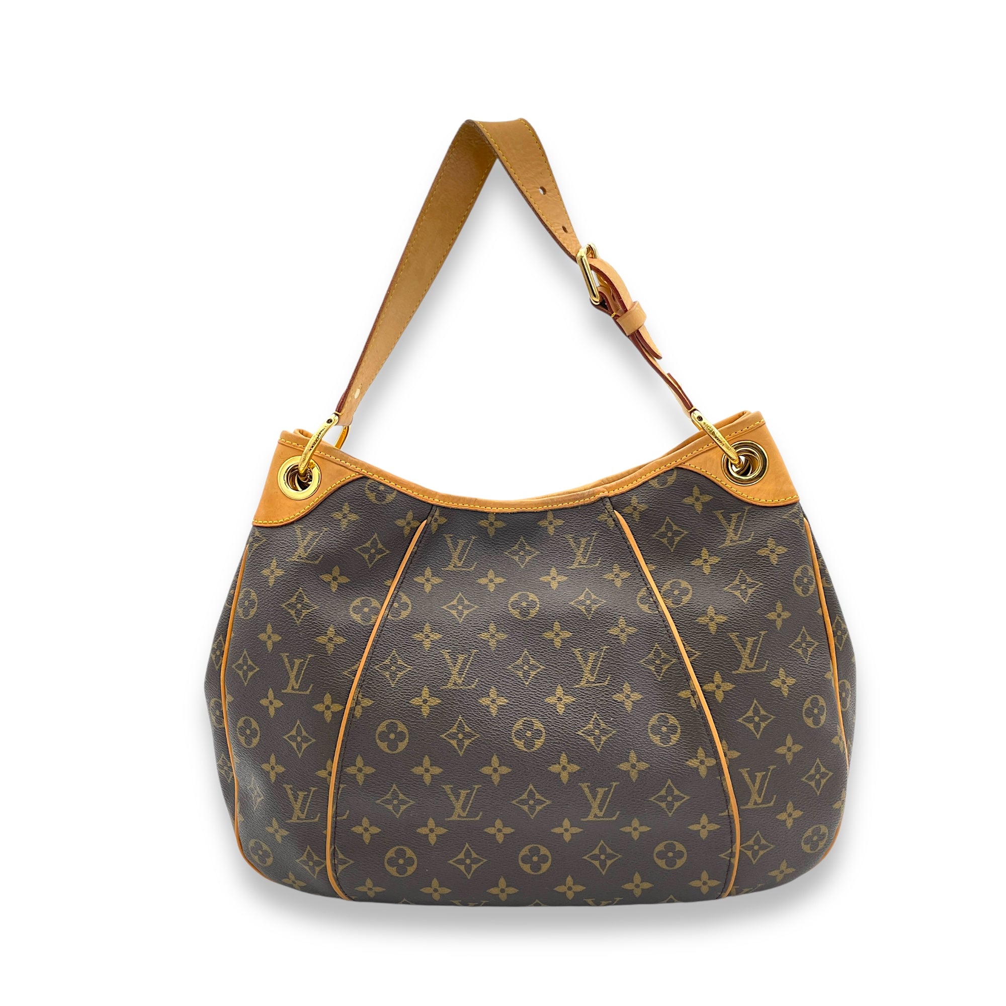 Galleria Shoulder Bag Brown in Monogram Coated Canvas, Gold hardware