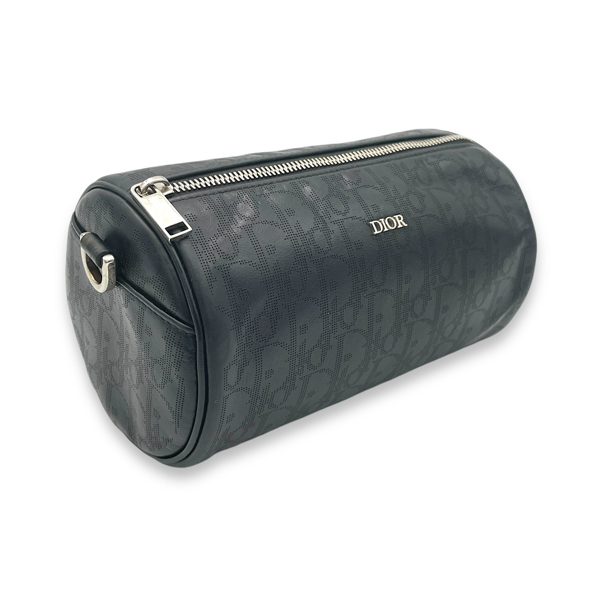 Roller Crossbody Bag Black in Calfskin, Silver hardware