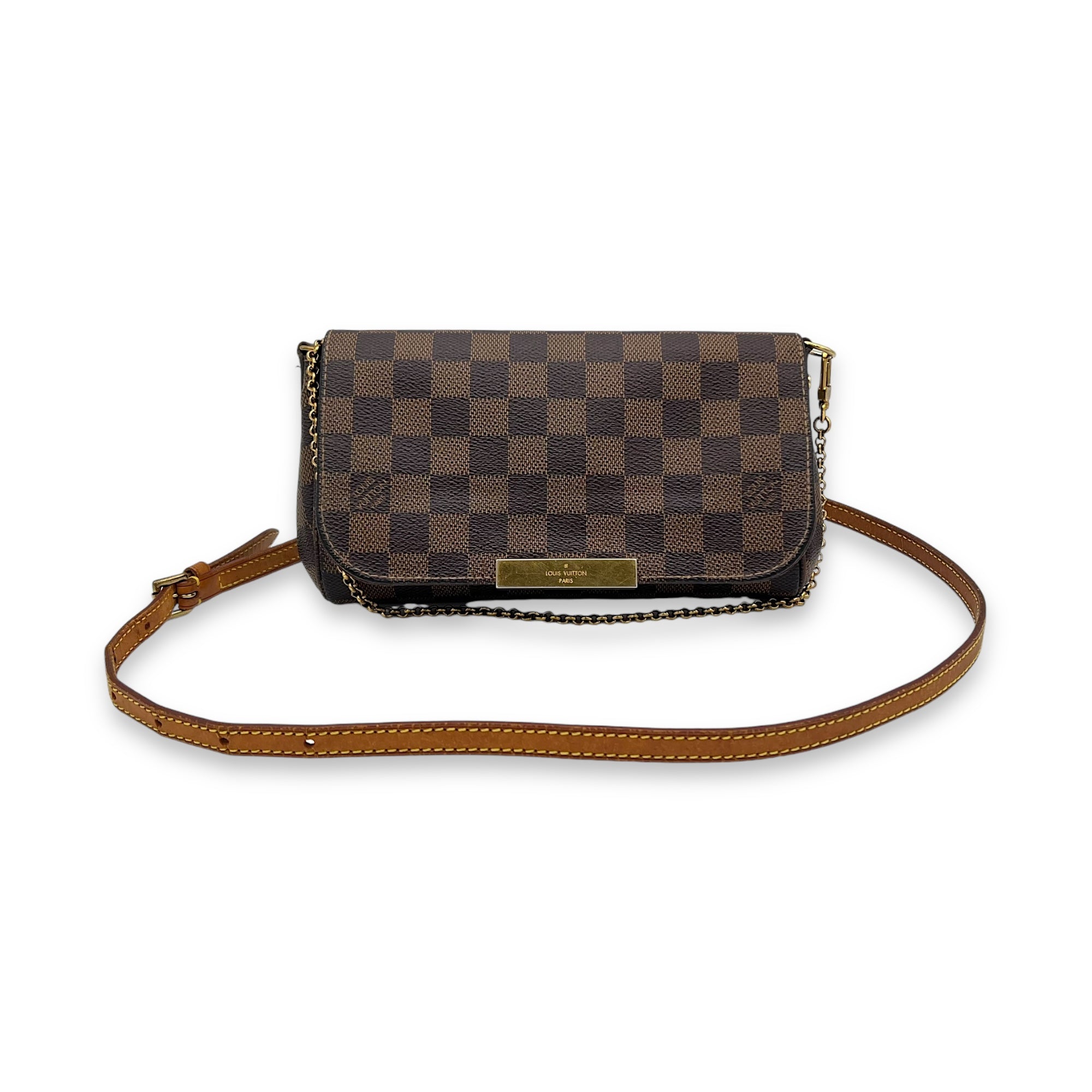 Favourite Damier Ebene Crossbody Bag in Coated Canvas, Gold hardware